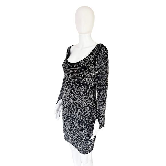 NAEEM KHAN RIAZEE BEADED COUTURE BLACK MINI DRESS - Picture 6 of 11